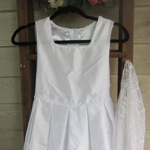 Vintage Girls Flower Girl Wedding Formal Dress Size 12